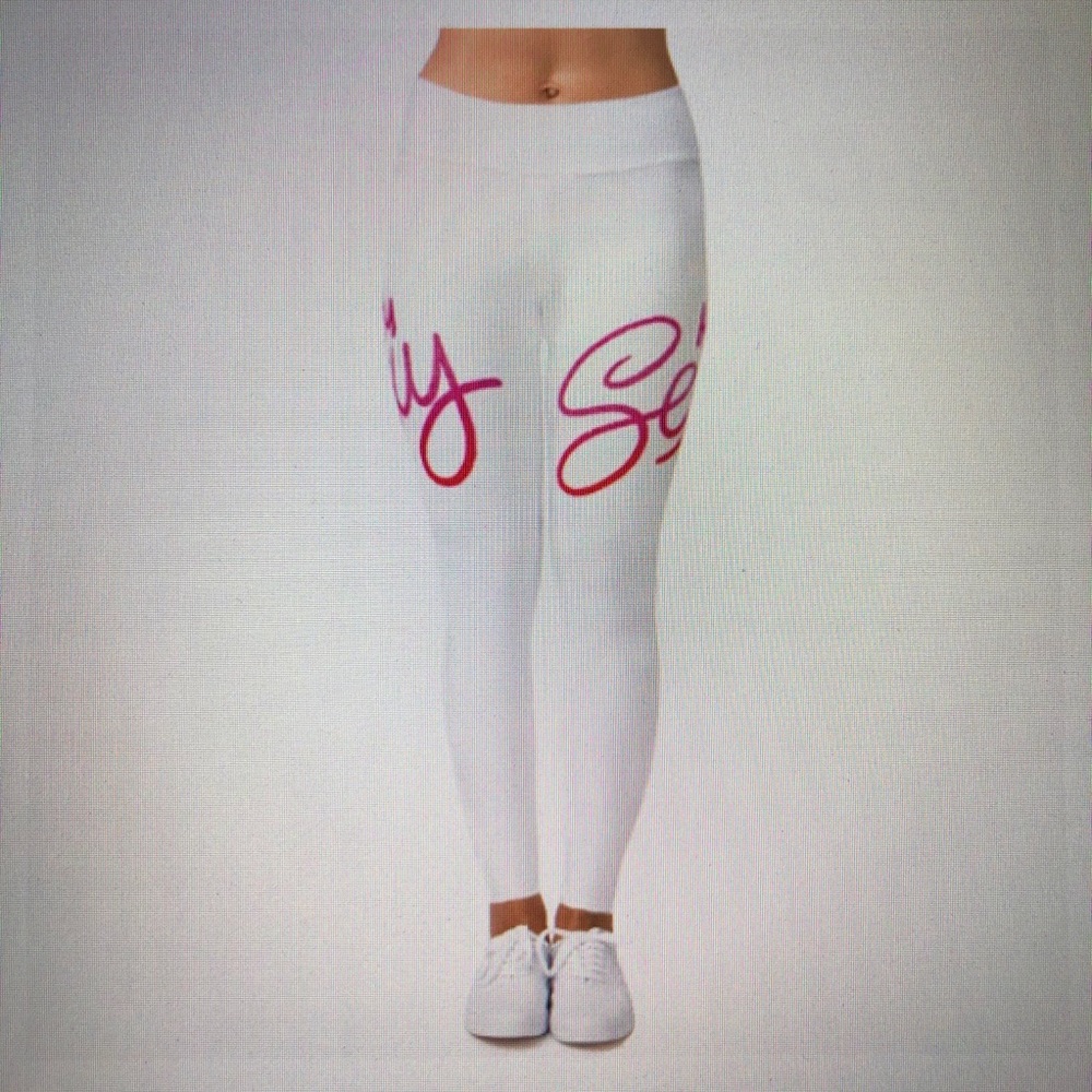 White “Hey Sexy” Graphic Design Leggings